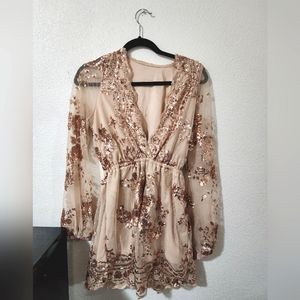 Fashion Nova Gold Romper